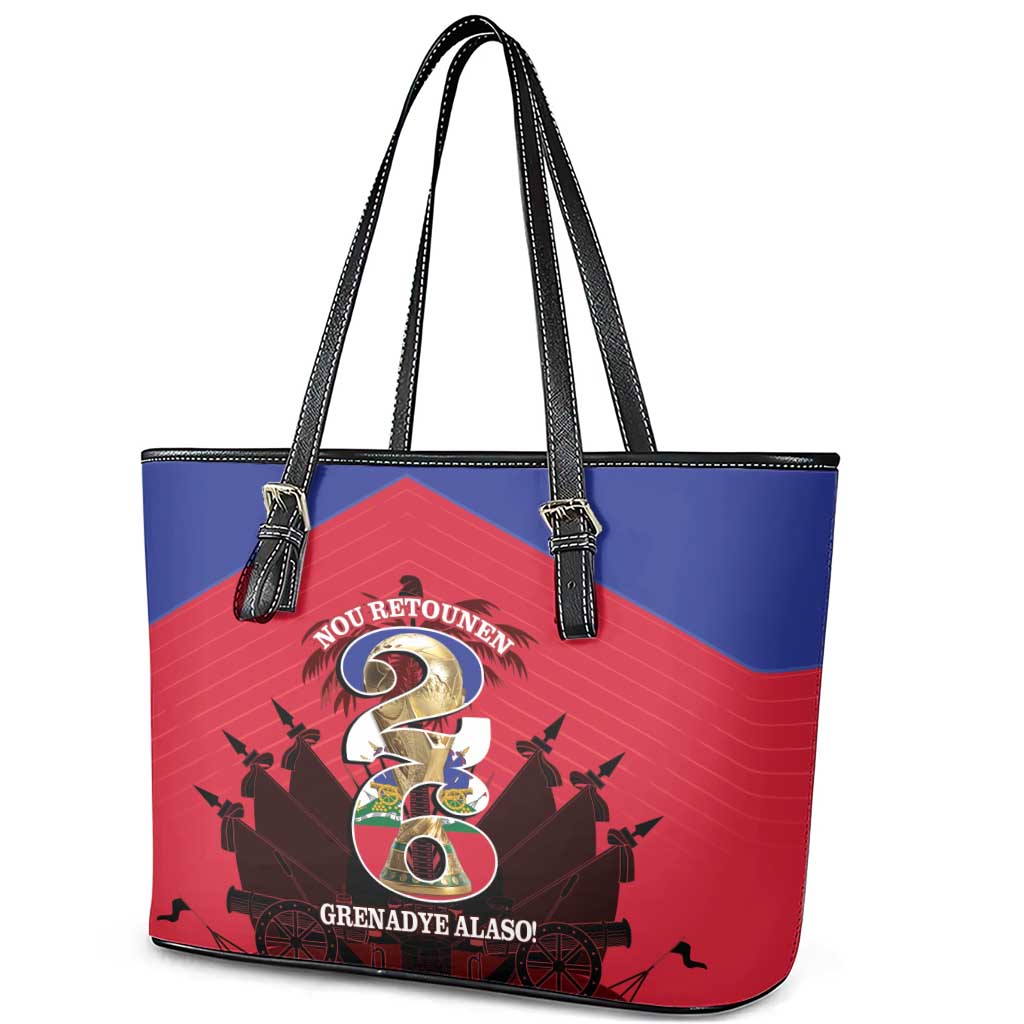 Les Grenadiers Haiti Football Leather Tote Bag 2026 Nou Retounen Red Version - African Pride