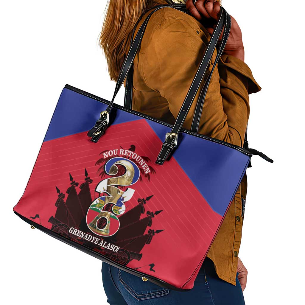 Les Grenadiers Haiti Football Leather Tote Bag 2026 Nou Retounen Red Version - African Pride