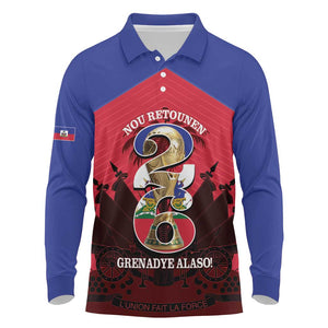 Personalized Les Grenadiers Haiti Football Long Sleeve Polo Shirt 2026 Nou Retounen Red Version - African Pride