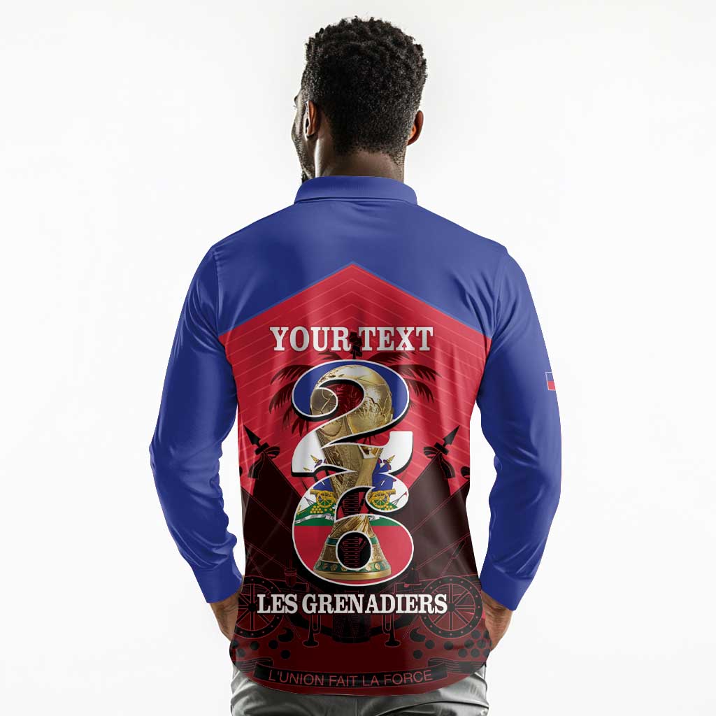 Personalized Les Grenadiers Haiti Football Long Sleeve Polo Shirt 2026 Nou Retounen Red Version - African Pride