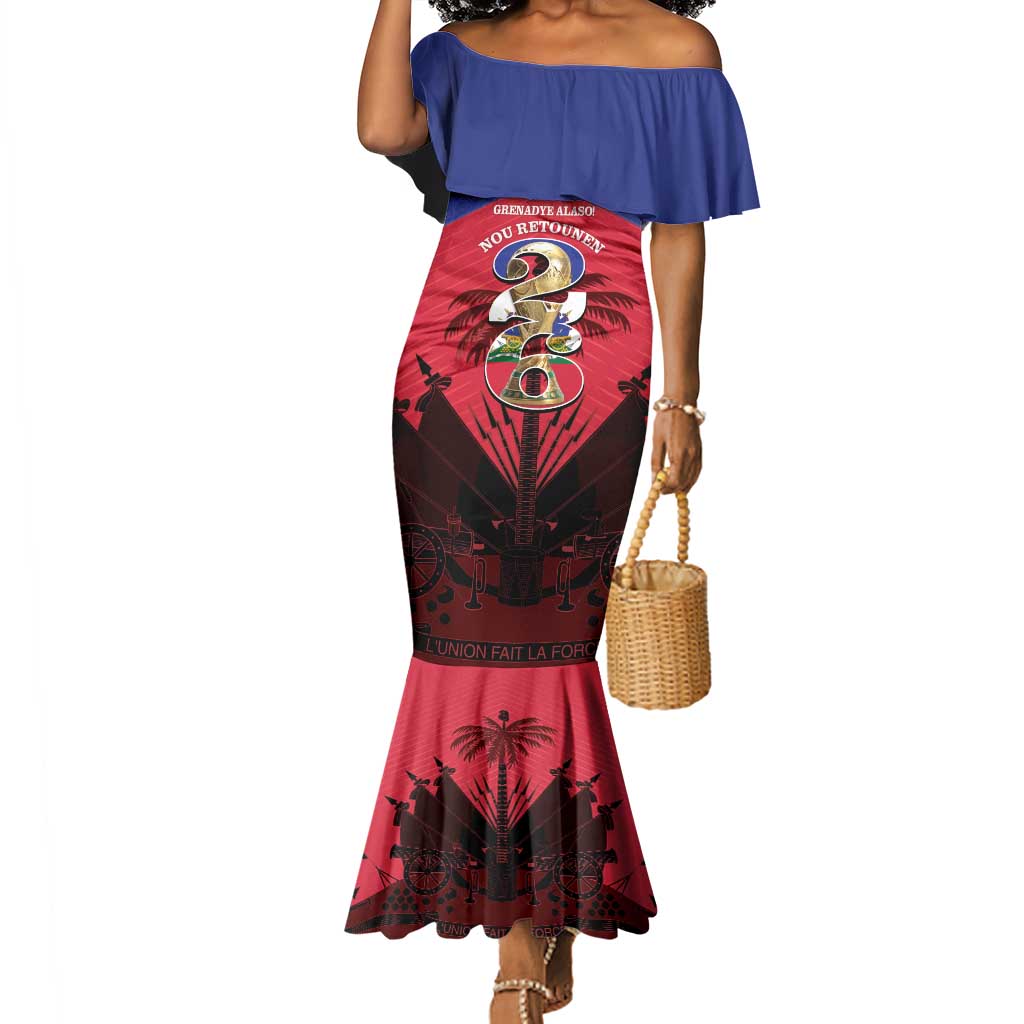 Personalized Les Grenadiers Haiti Football Mermaid Dress 2026 Nou Retounen Red Version - African Pride