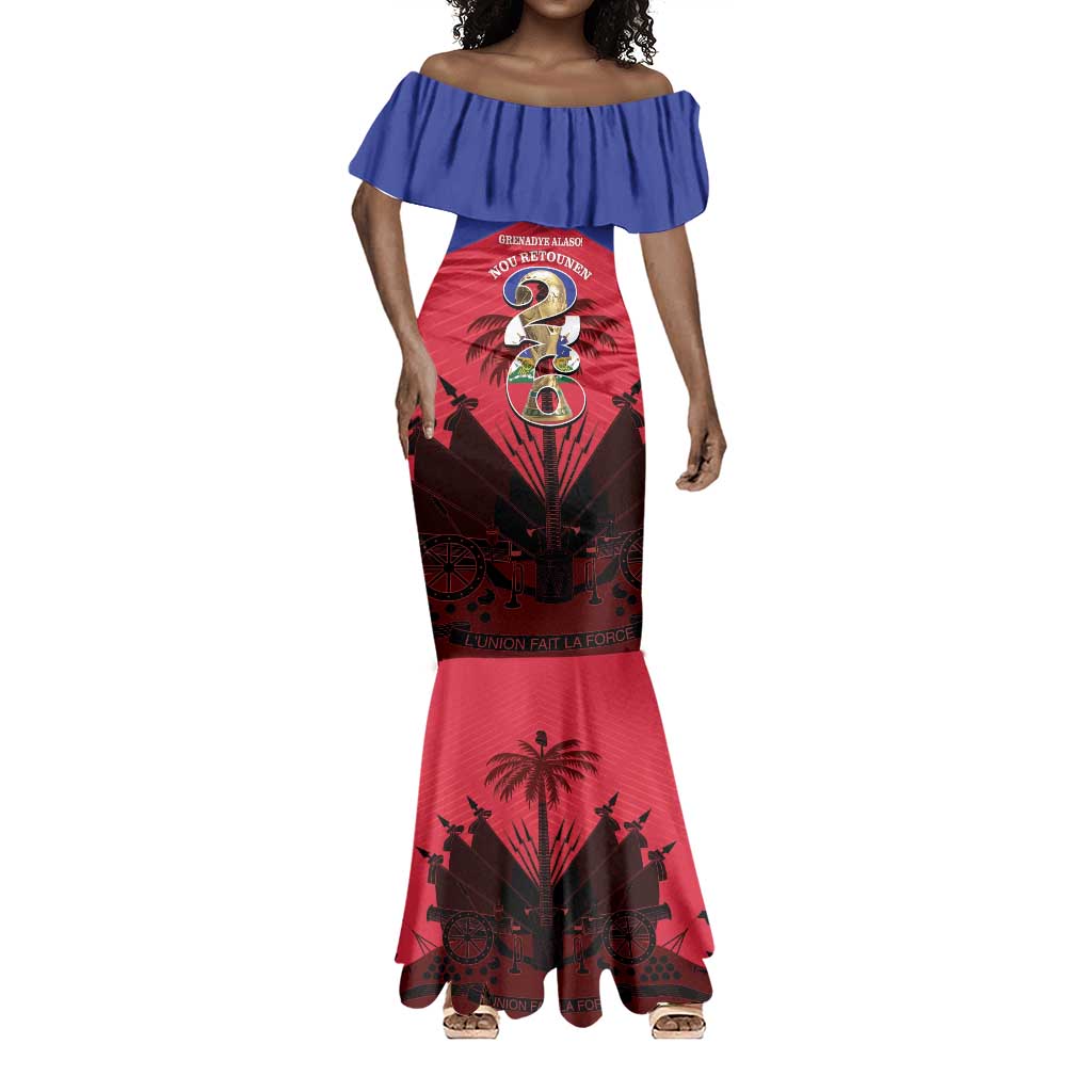 Personalized Les Grenadiers Haiti Football Mermaid Dress 2026 Nou Retounen Red Version - African Pride