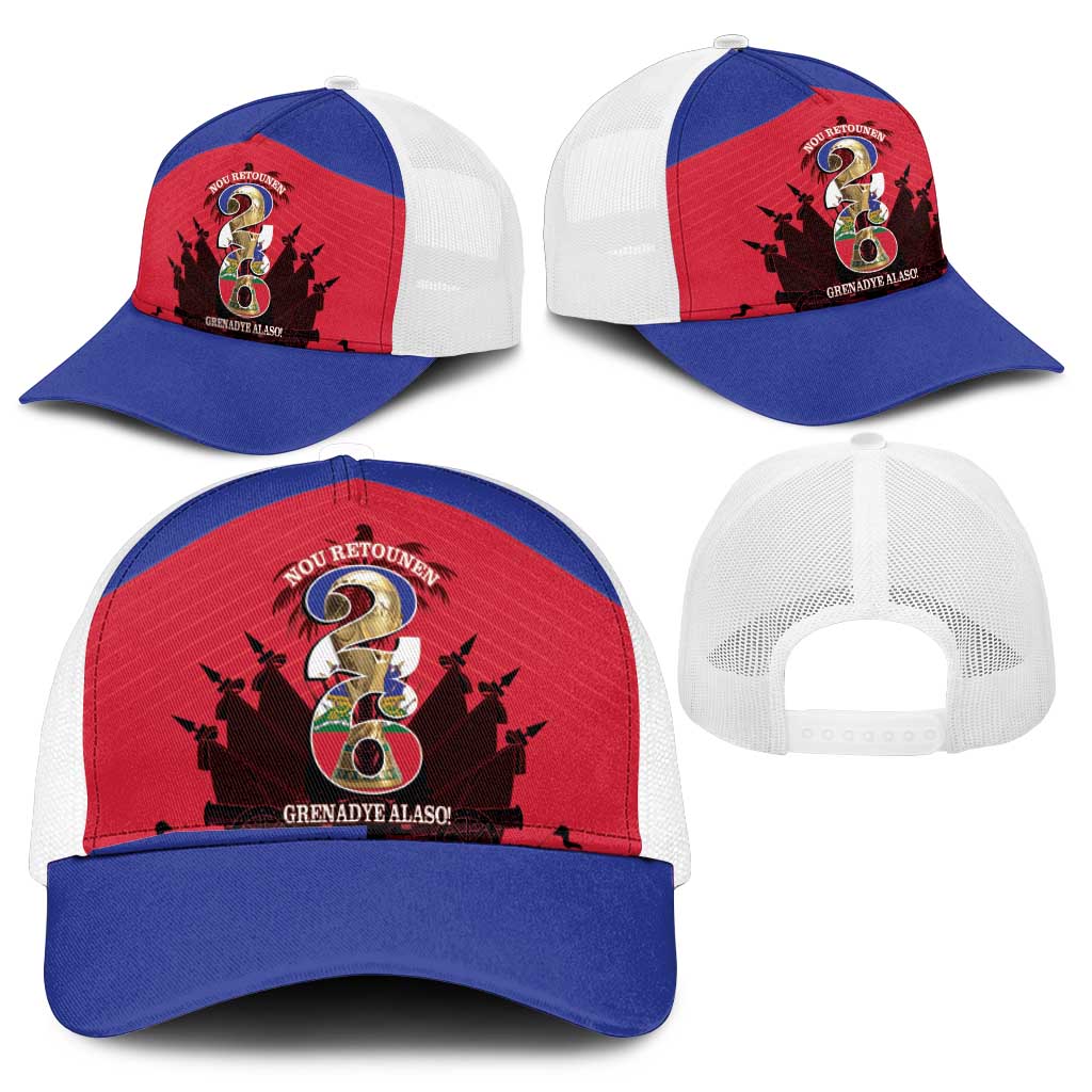 Les Grenadiers Haiti Football Mesh Trucker Cap 2026 Nou Retounen Red Version - African Pride