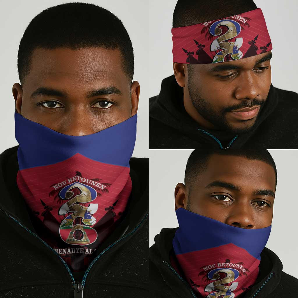Les Grenadiers Haiti Football Neck Gaiter 2026 Nou Retounen Red Version - African Pride