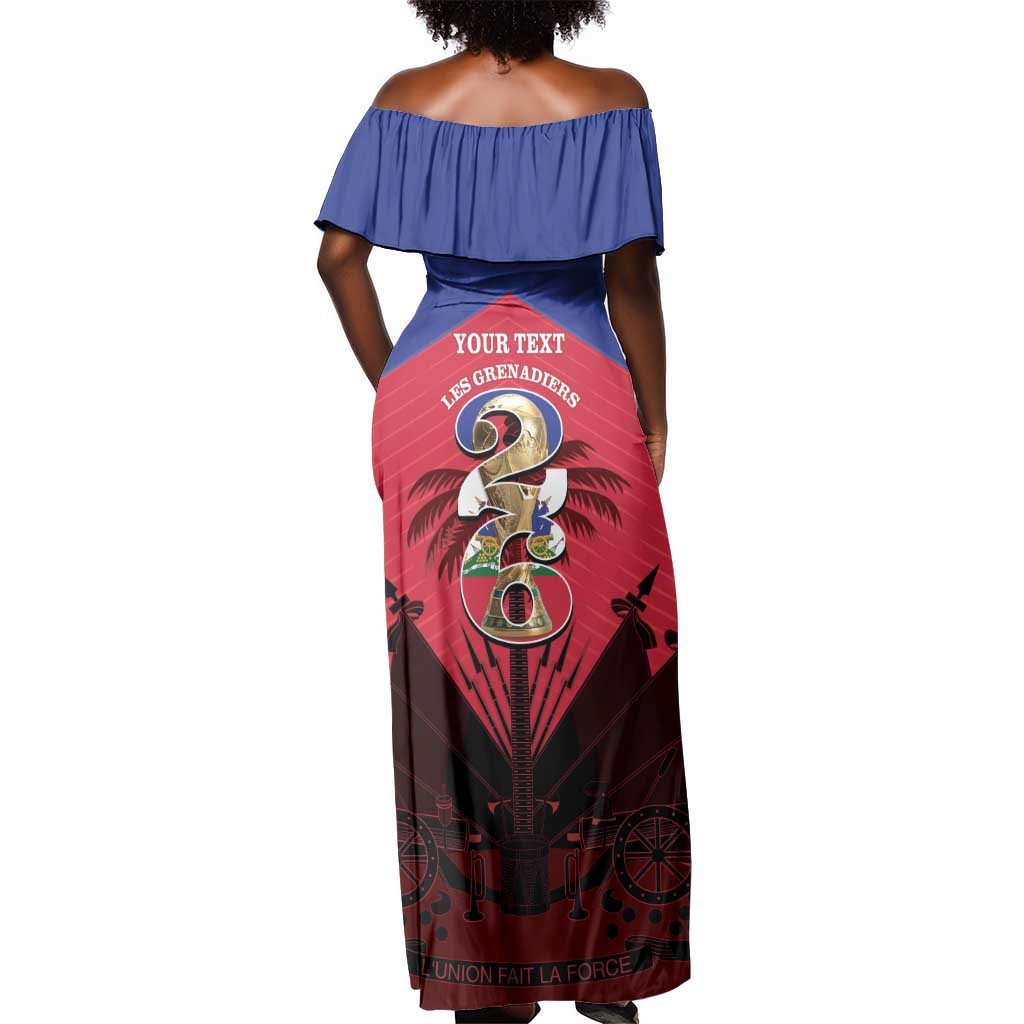 Personalized Les Grenadiers Haiti Football Off Shoulder Maxi Dress 2026 Nou Retounen Red Version - African Pride