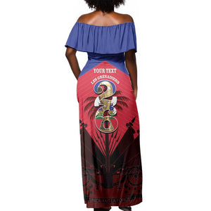 Personalized Les Grenadiers Haiti Football Off Shoulder Maxi Dress 2026 Nou Retounen Red Version - African Pride