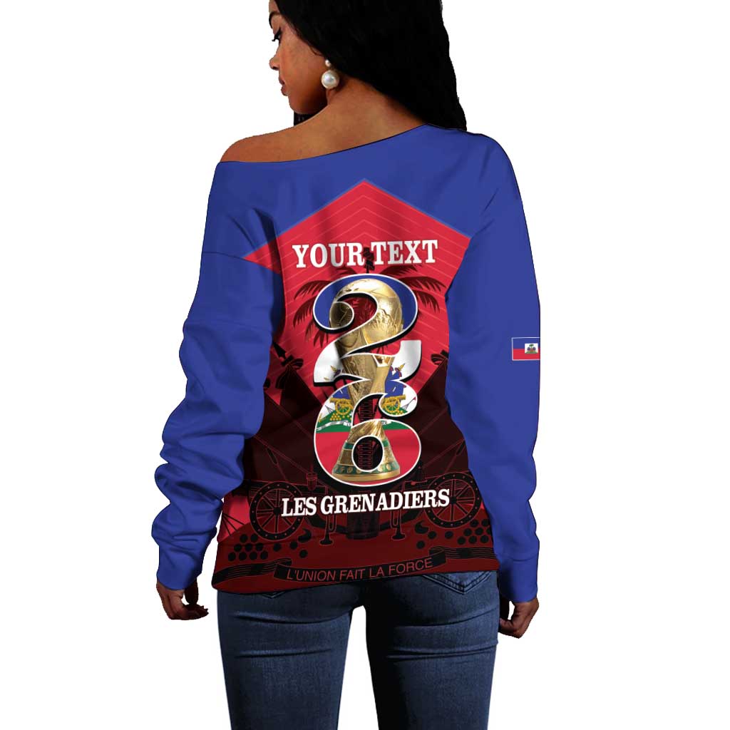 Personalized Les Grenadiers Haiti Football Off Shoulder Sweater 2026 Nou Retounen Red Version - African Pride