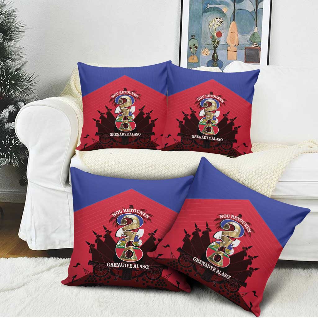 Les Grenadiers Haiti Football Pillow Cover 2026 Nou Retounen Red Version