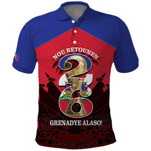 Personalized Les Grenadiers Haiti Football Polo Shirt 2026 Nou Retounen Red Version - African Pride