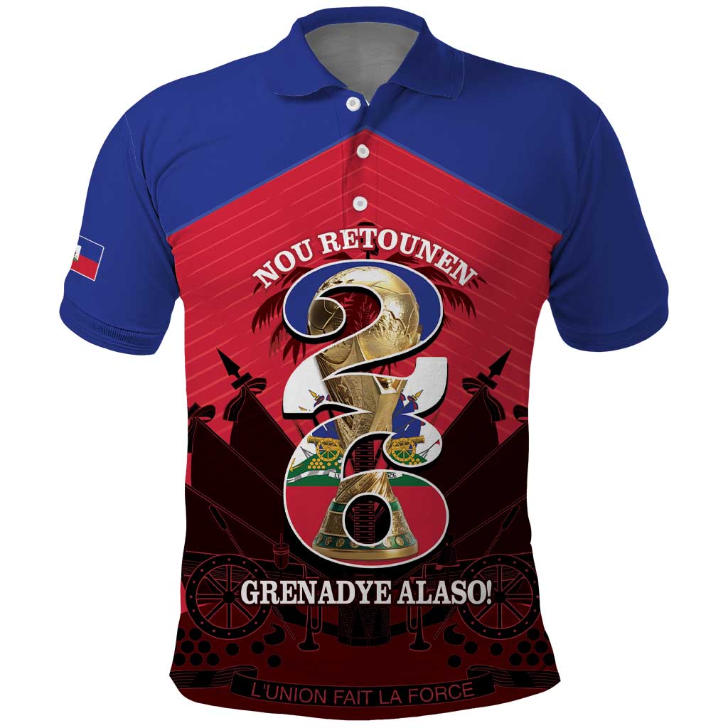 Personalized Les Grenadiers Haiti Football Polo Shirt 2026 Nou Retounen Red Version LT14