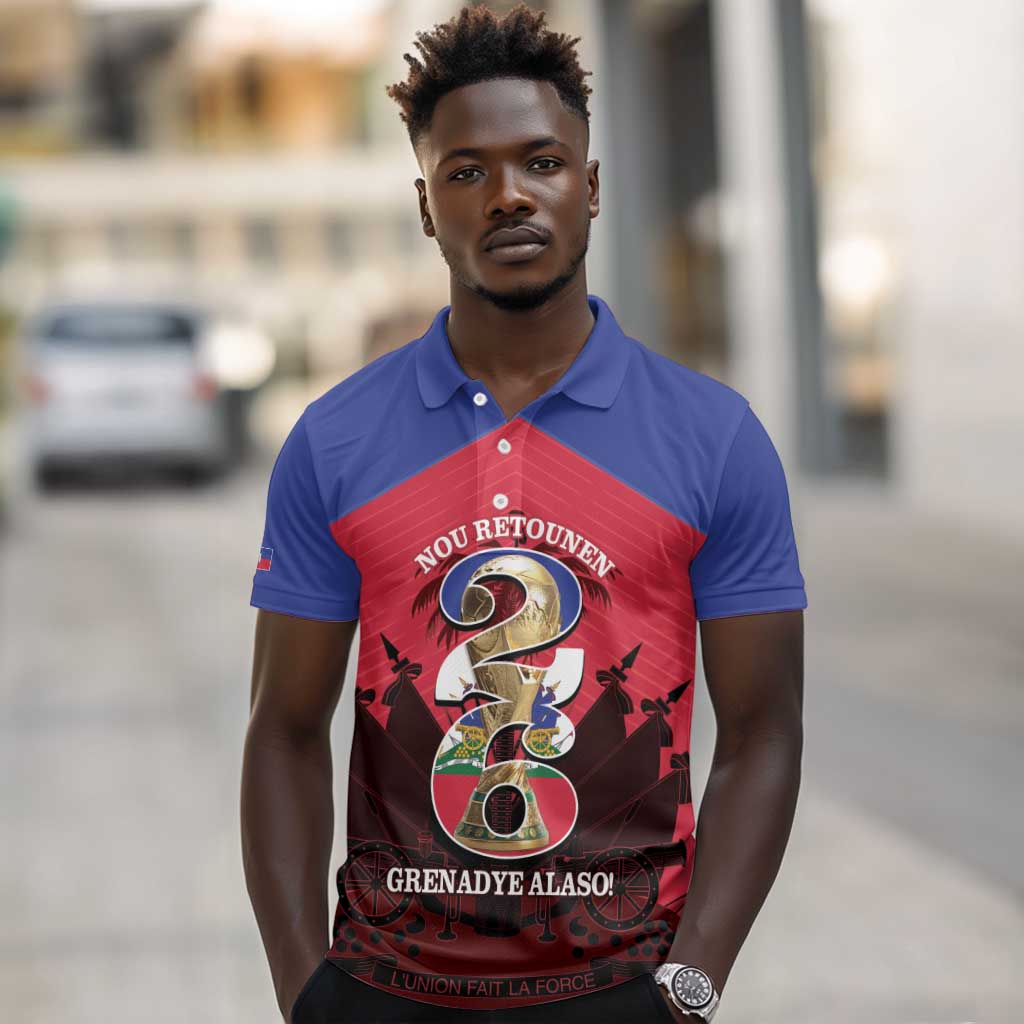 Personalized Les Grenadiers Haiti Football Polo Shirt 2026 Nou Retounen Red Version - African Pride