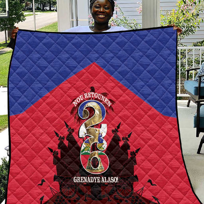 Les Grenadiers Haiti Football Quilt 2026 Nou Retounen Red Version - African Pride