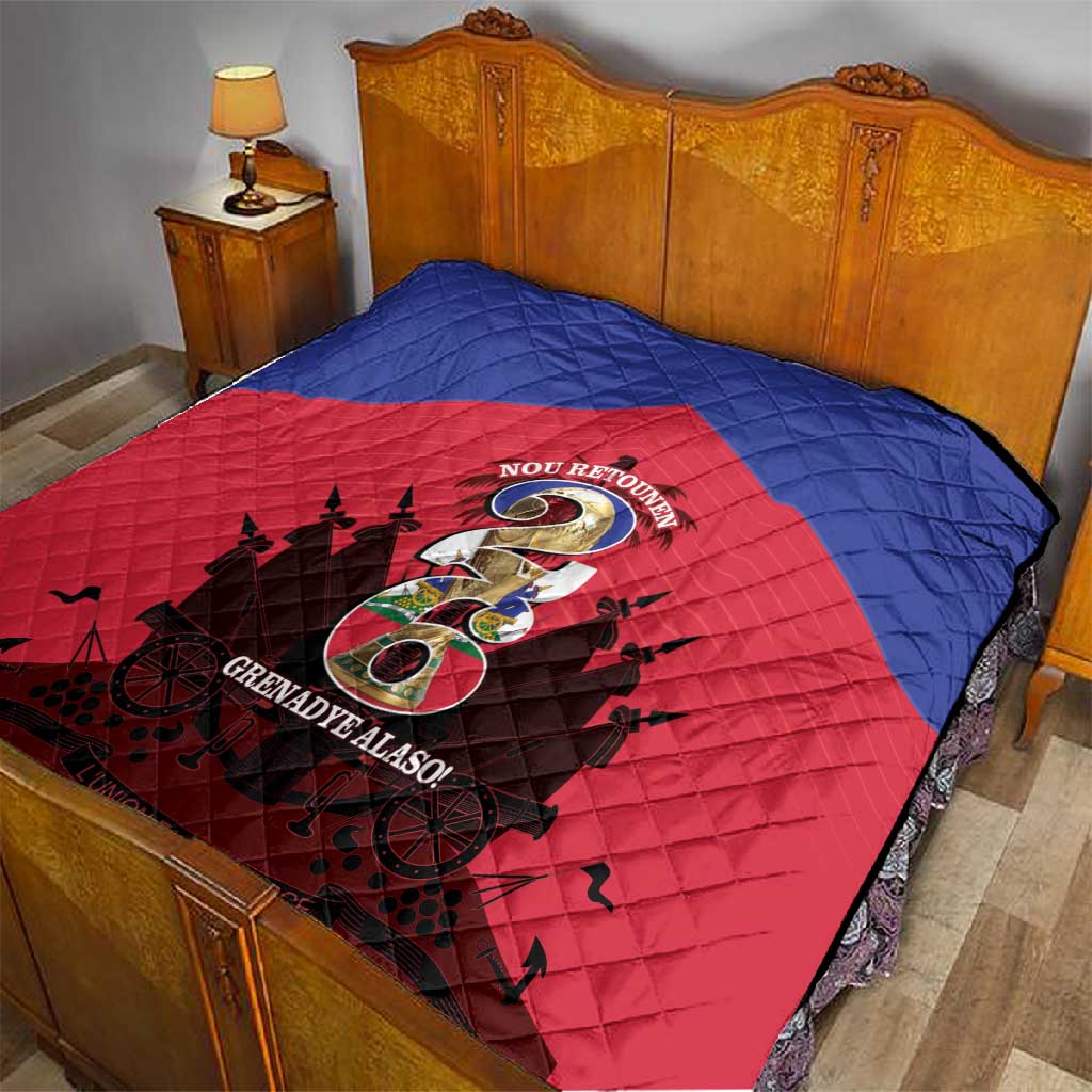 Les Grenadiers Haiti Football Quilt 2026 Nou Retounen Red Version - African Pride