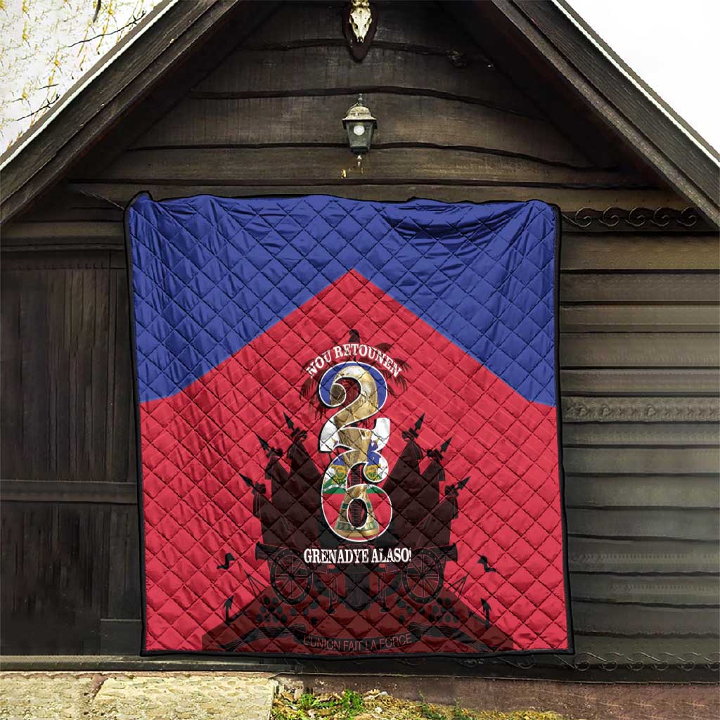 Les Grenadiers Haiti Football Quilt 2026 Nou Retounen Red Version - African Pride