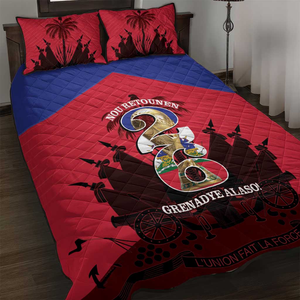 Les Grenadiers Haiti Football Quilt Bed Set 2026 Nou Retounen Red Version - African Pride
