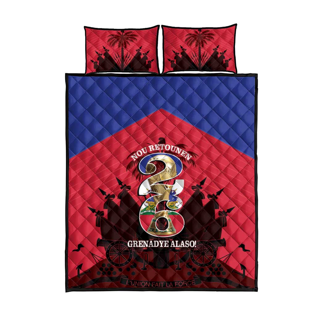 Les Grenadiers Haiti Football Quilt Bed Set 2026 Nou Retounen Red Version - African Pride
