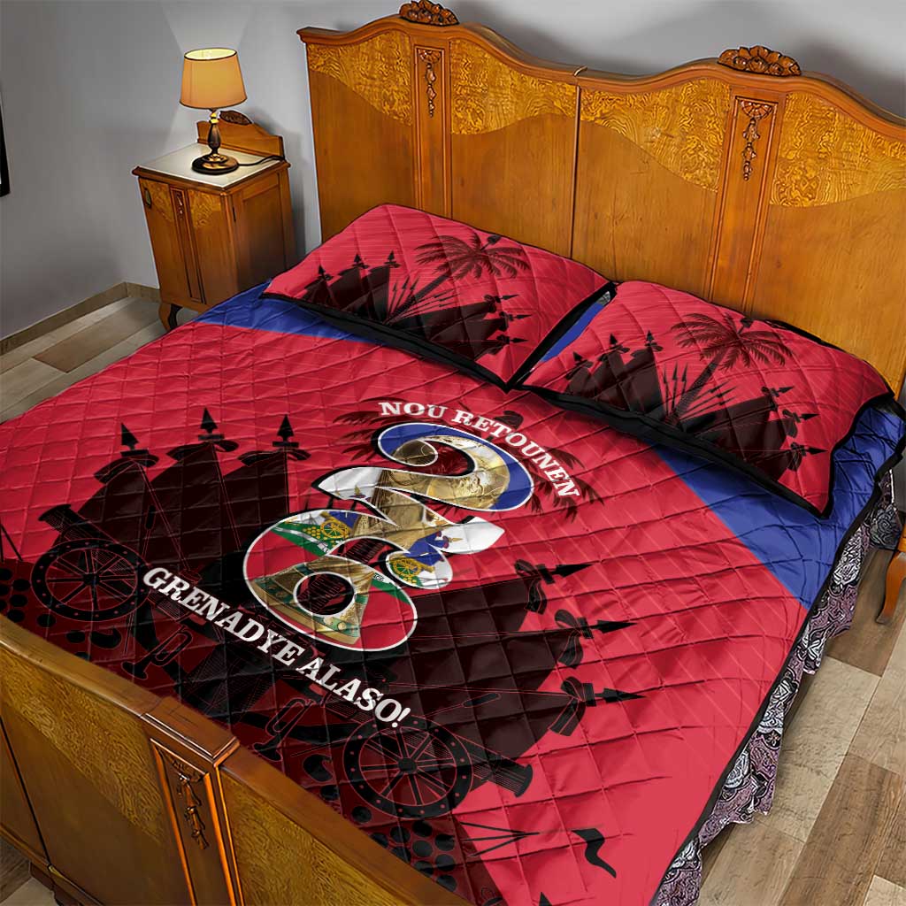 Les Grenadiers Haiti Football Quilt Bed Set 2026 Nou Retounen Red Version - African Pride