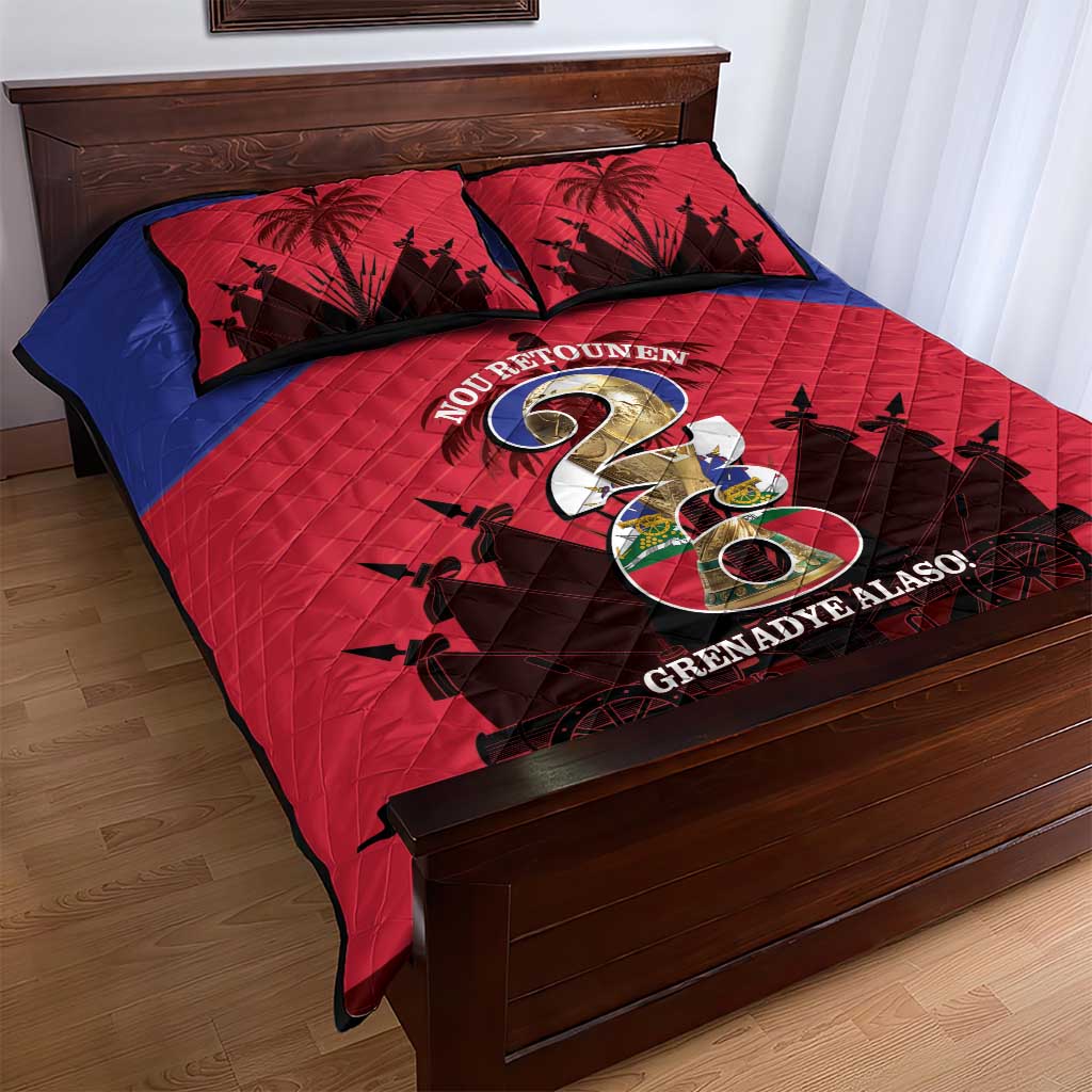 Les Grenadiers Haiti Football Quilt Bed Set 2026 Nou Retounen Red Version - African Pride