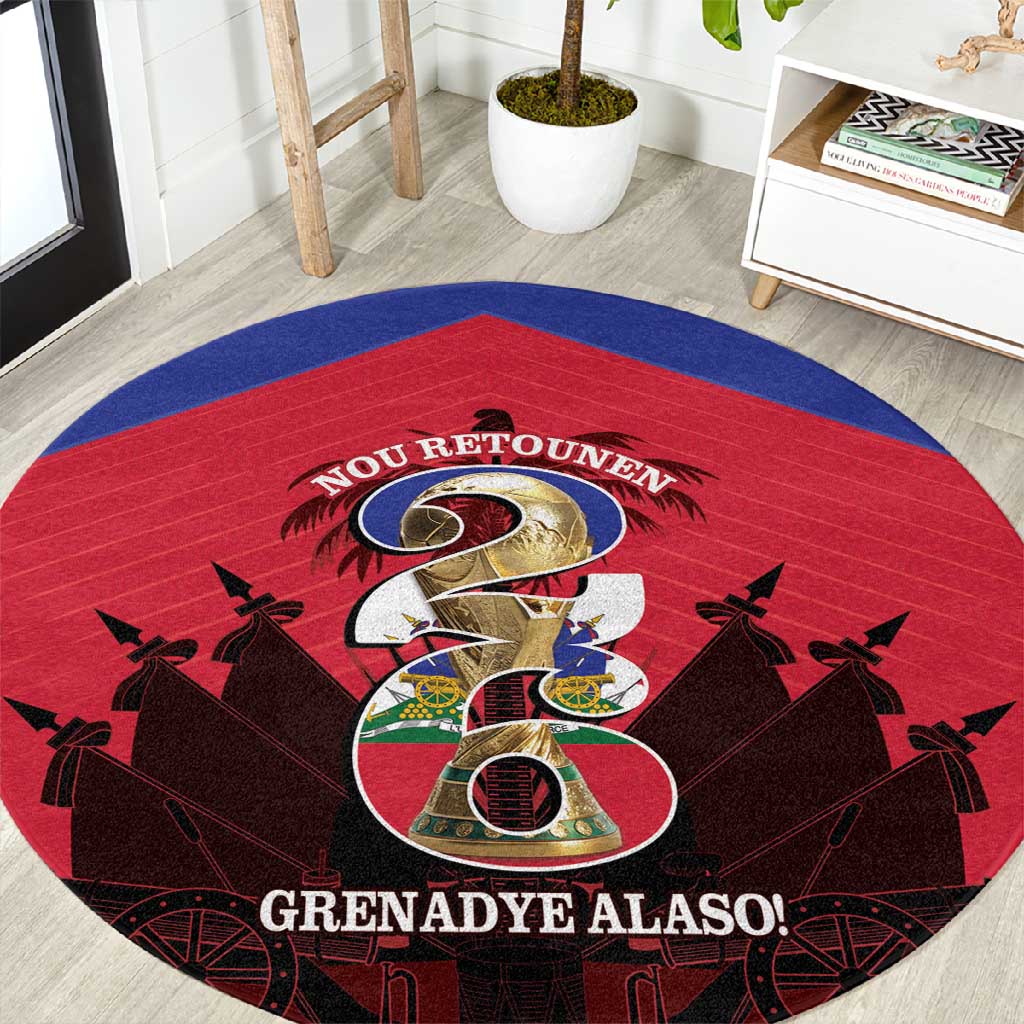 Les Grenadiers Haiti Football Round Carpet 2026 Nou Retounen Red Version - African Pride