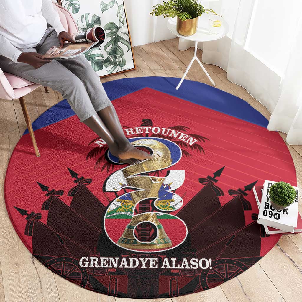 Les Grenadiers Haiti Football Round Carpet 2026 Nou Retounen Red Version - African Pride