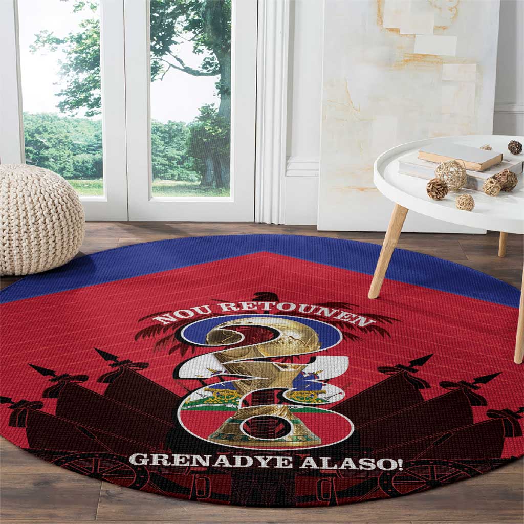 Les Grenadiers Haiti Football Round Carpet 2026 Nou Retounen Red Version - African Pride