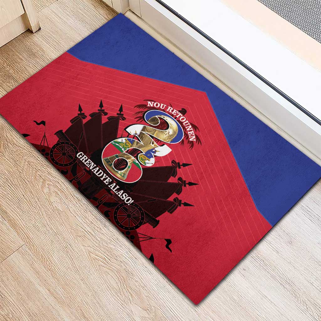 Les Grenadiers Haiti Football Rubber Doormat 2026 Nou Retounen Red Version - African Pride