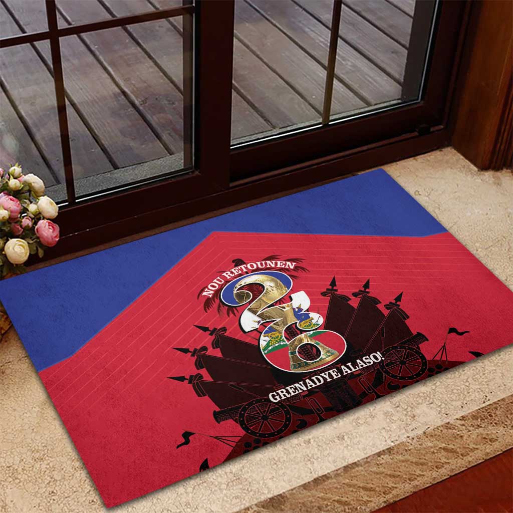 Les Grenadiers Haiti Football Rubber Doormat 2026 Nou Retounen Red Version - African Pride