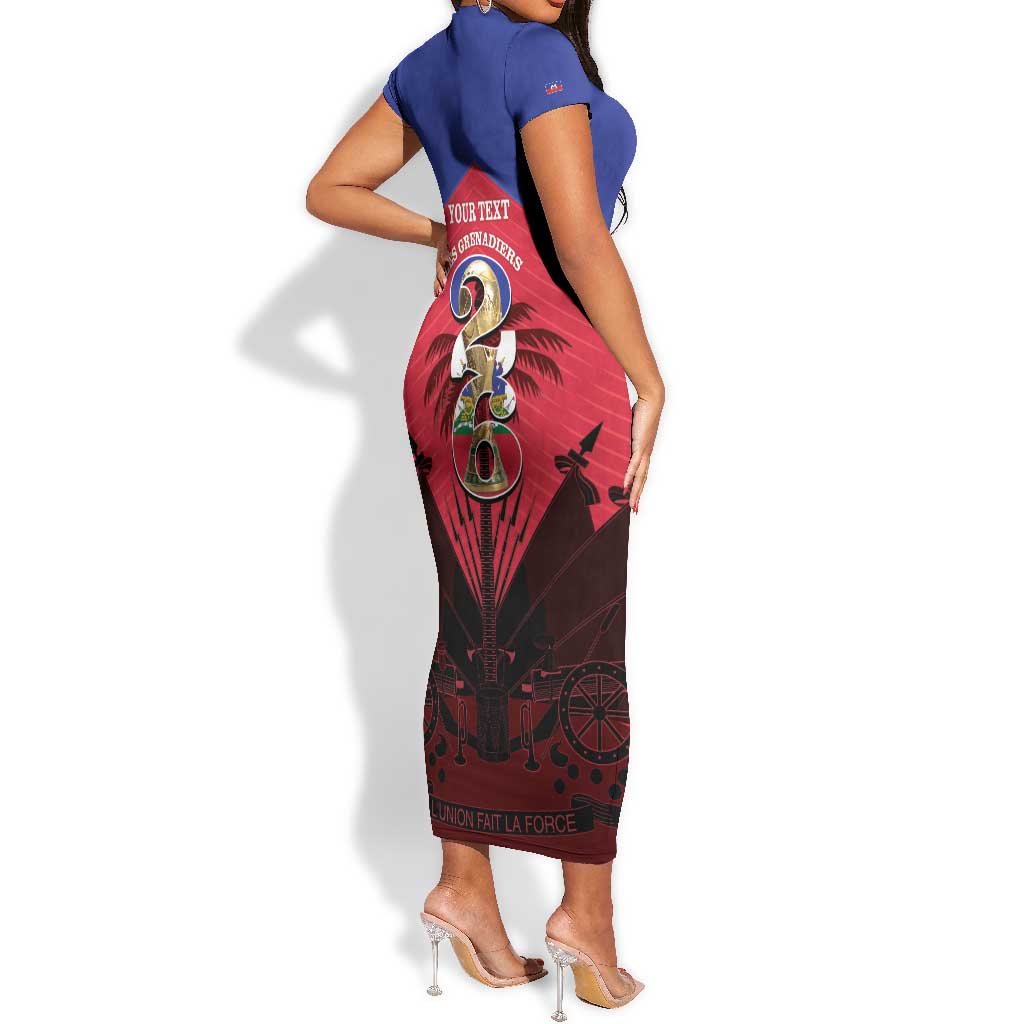 Personalized Les Grenadiers Haiti Football Short Sleeve Bodycon Dress 2026 Nou Retounen Red Version - African Pride