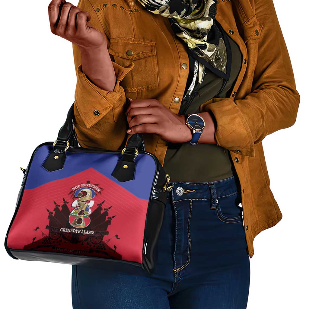 Les Grenadiers Haiti Football Shoulder Handbag 2026 Nou Retounen Red Version - African Pride