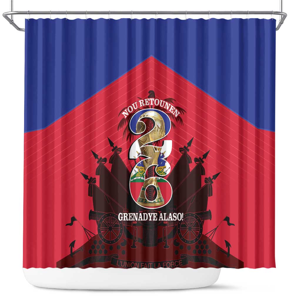Les Grenadiers Haiti Football Shower Curtain 2026 Nou Retounen Red Version - African Pride