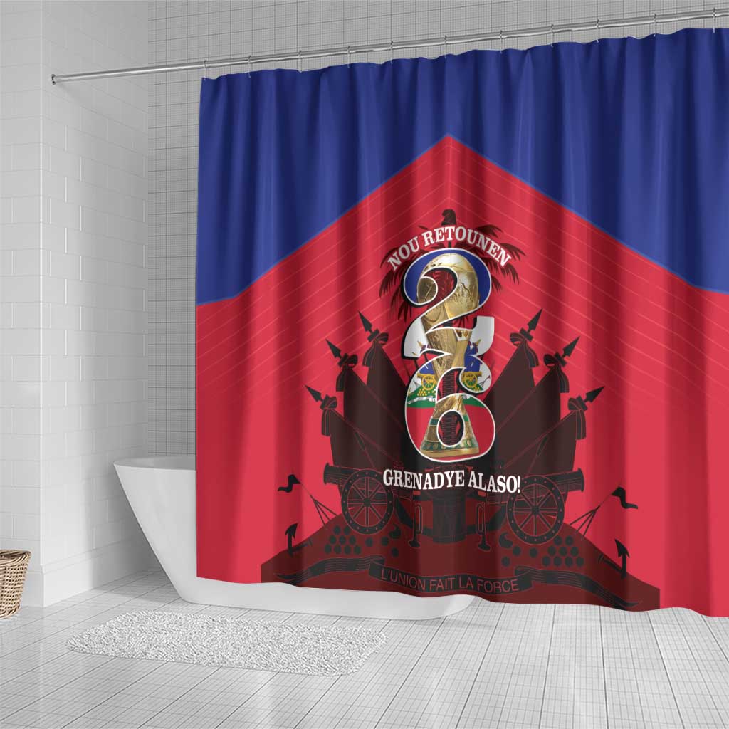 Les Grenadiers Haiti Football Shower Curtain 2026 Nou Retounen Red Version - African Pride