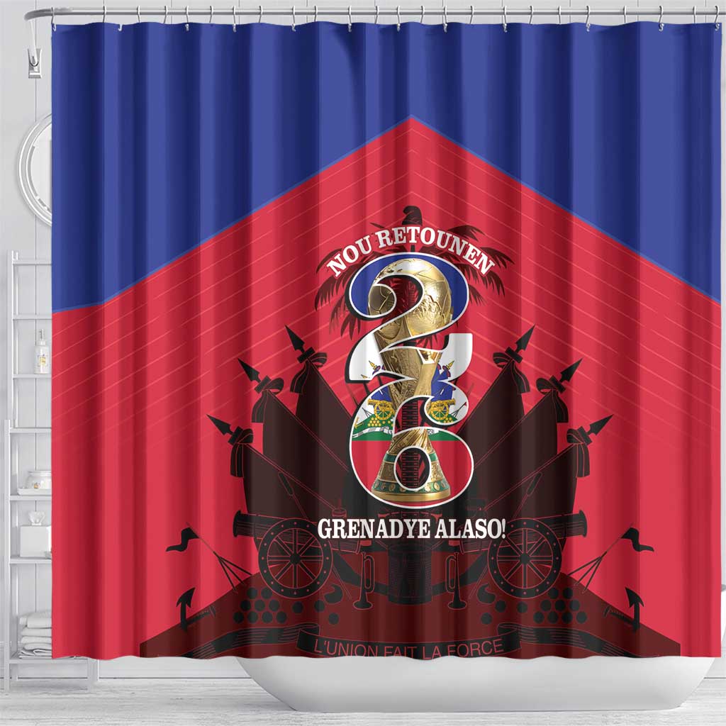 Les Grenadiers Haiti Football Shower Curtain 2026 Nou Retounen Red Version - African Pride