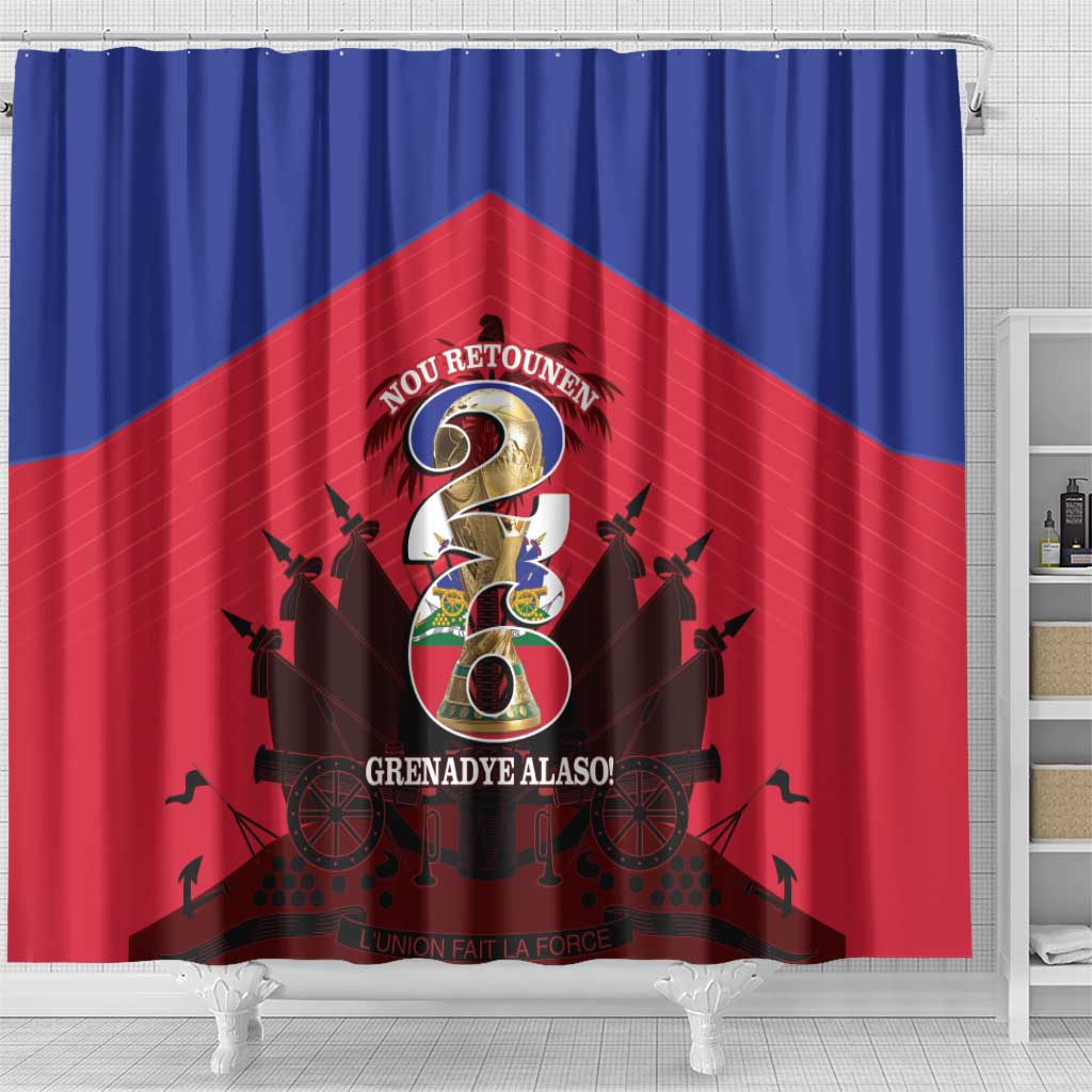 Les Grenadiers Haiti Football Shower Curtain 2026 Nou Retounen Red Version - African Pride