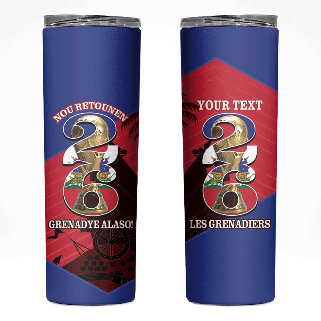 Personalized Les Grenadiers Haiti Football Skinny Tumbler 2026 Nou Retounen Red Version - African Pride