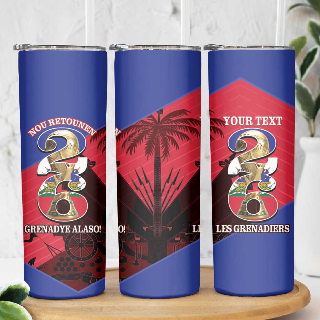 Personalized Les Grenadiers Haiti Football Skinny Tumbler 2026 Nou Retounen Red Version - African Pride