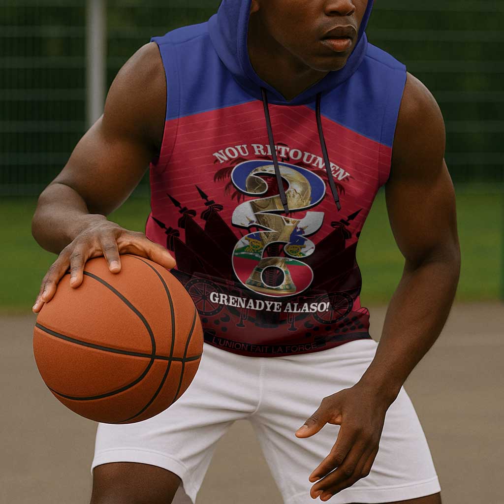 Personalized Les Grenadiers Haiti Football Sleeveless Hoodie 2026 Nou Retounen Red Version - African Pride