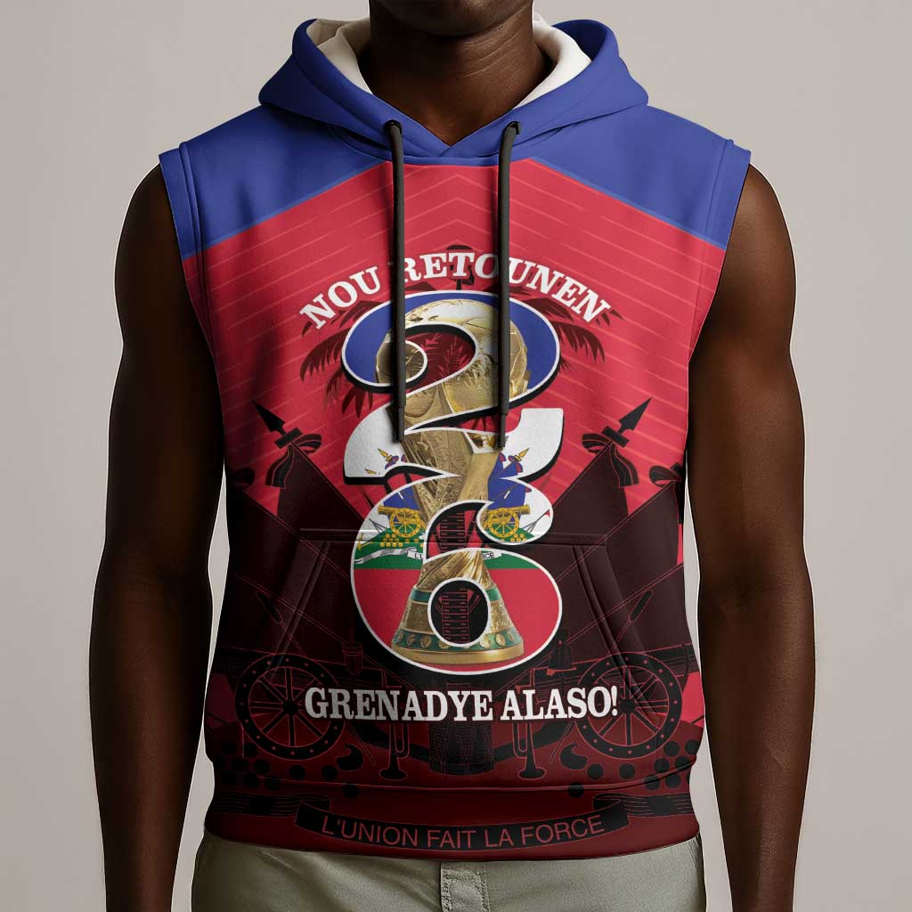 Personalized Les Grenadiers Haiti Football Sleeveless Hoodie 2026 Nou Retounen Red Version - African Pride