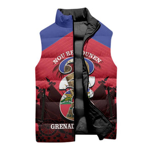 Personalized Les Grenadiers Haiti Football Sleeveless Puffer Jacket 2026 Nou Retounen Red Version