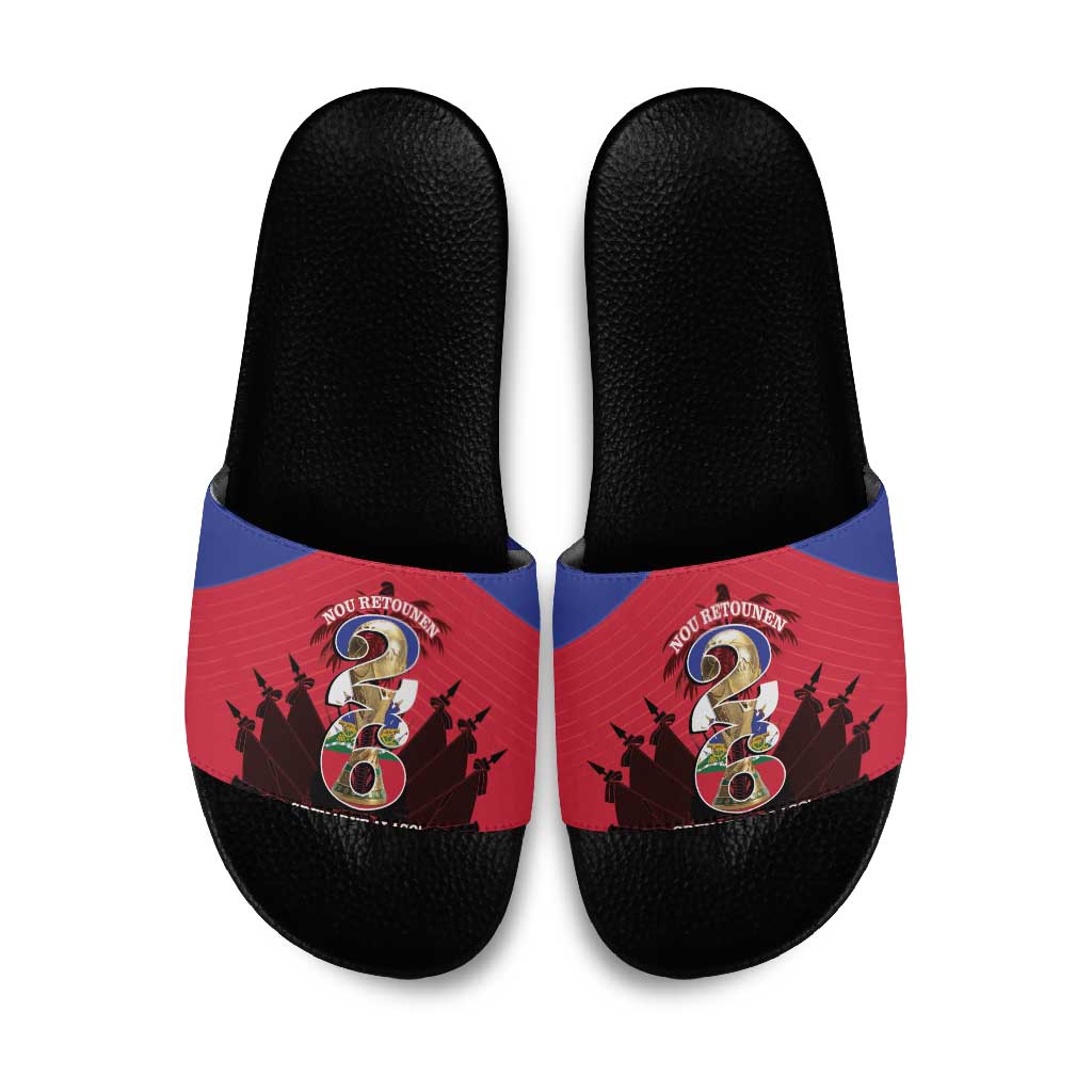 Les Grenadiers Haiti Football Slide Sandals 2026 Nou Retounen Red Version