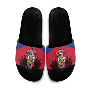 Les Grenadiers Haiti Football Slide Sandals 2026 Nou Retounen Red Version