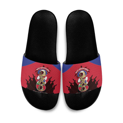 Les Grenadiers Haiti Football Slide Sandals 2026 Nou Retounen Red Version