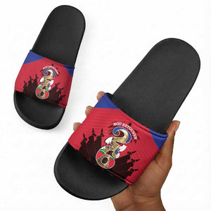 Les Grenadiers Haiti Football Slide Sandals 2026 Nou Retounen Red Version