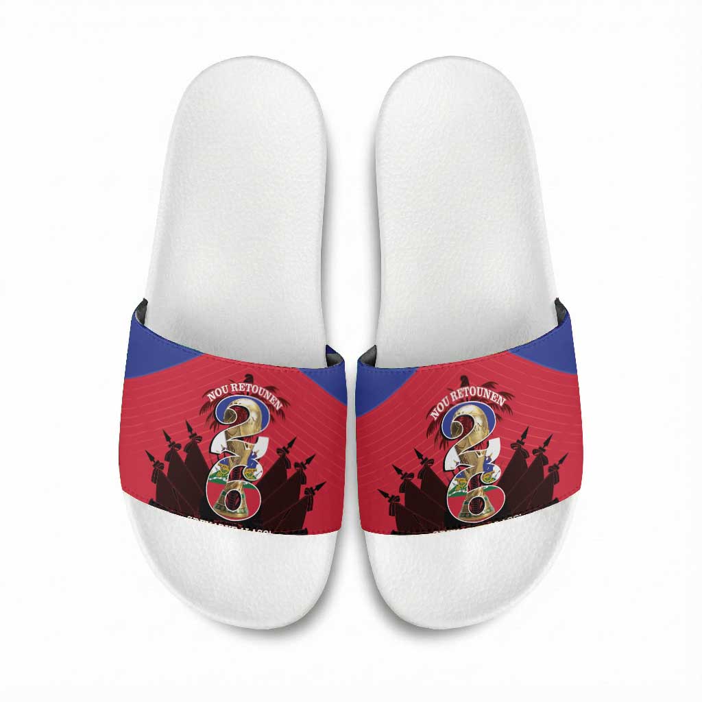 Les Grenadiers Haiti Football Slide Sandals 2026 Nou Retounen Red Version
