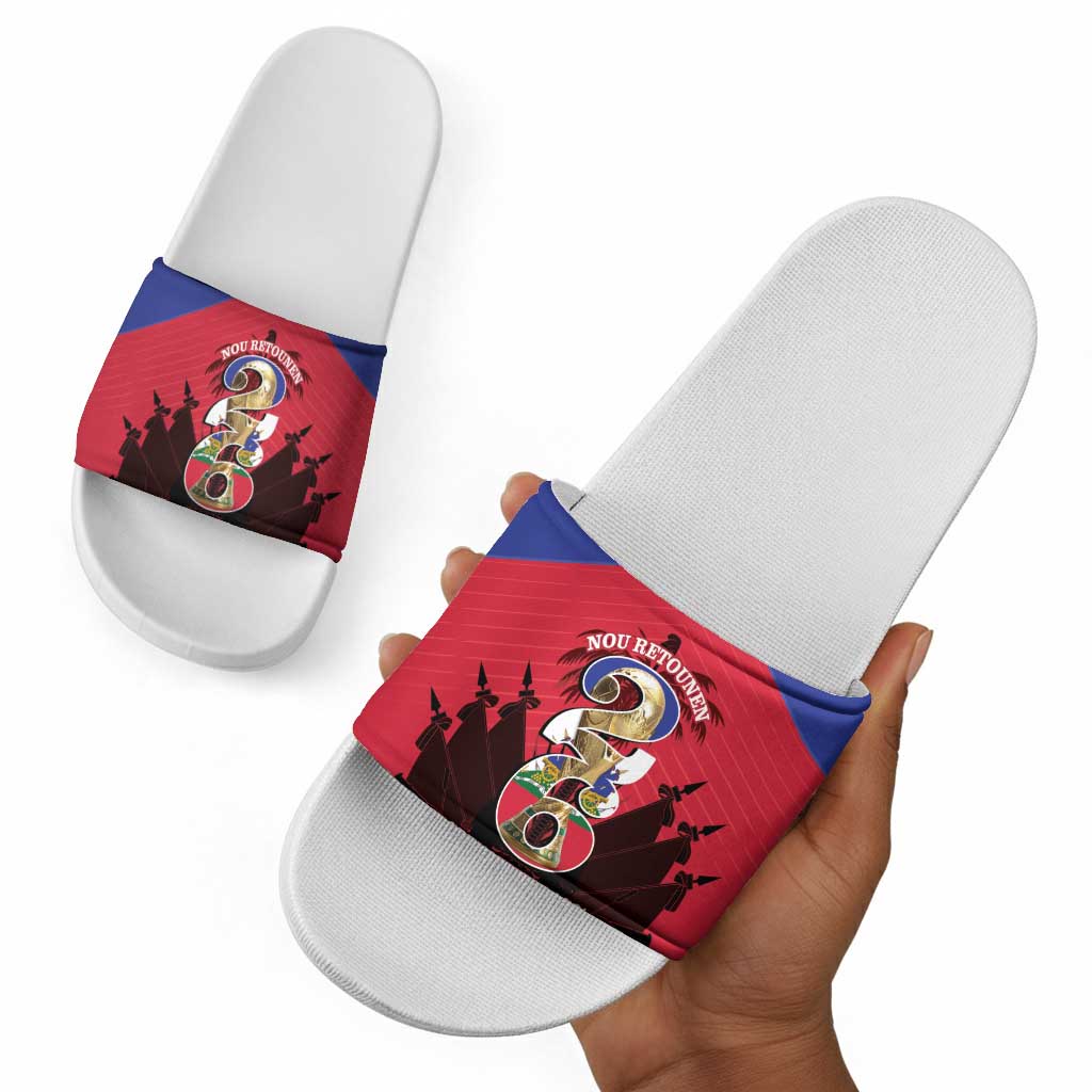 Les Grenadiers Haiti Football Slide Sandals 2026 Nou Retounen Red Version