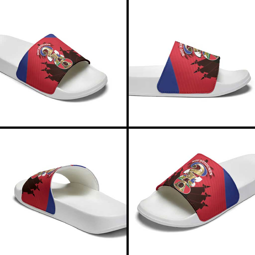 Les Grenadiers Haiti Football Slide Sandals 2026 Nou Retounen Red Version