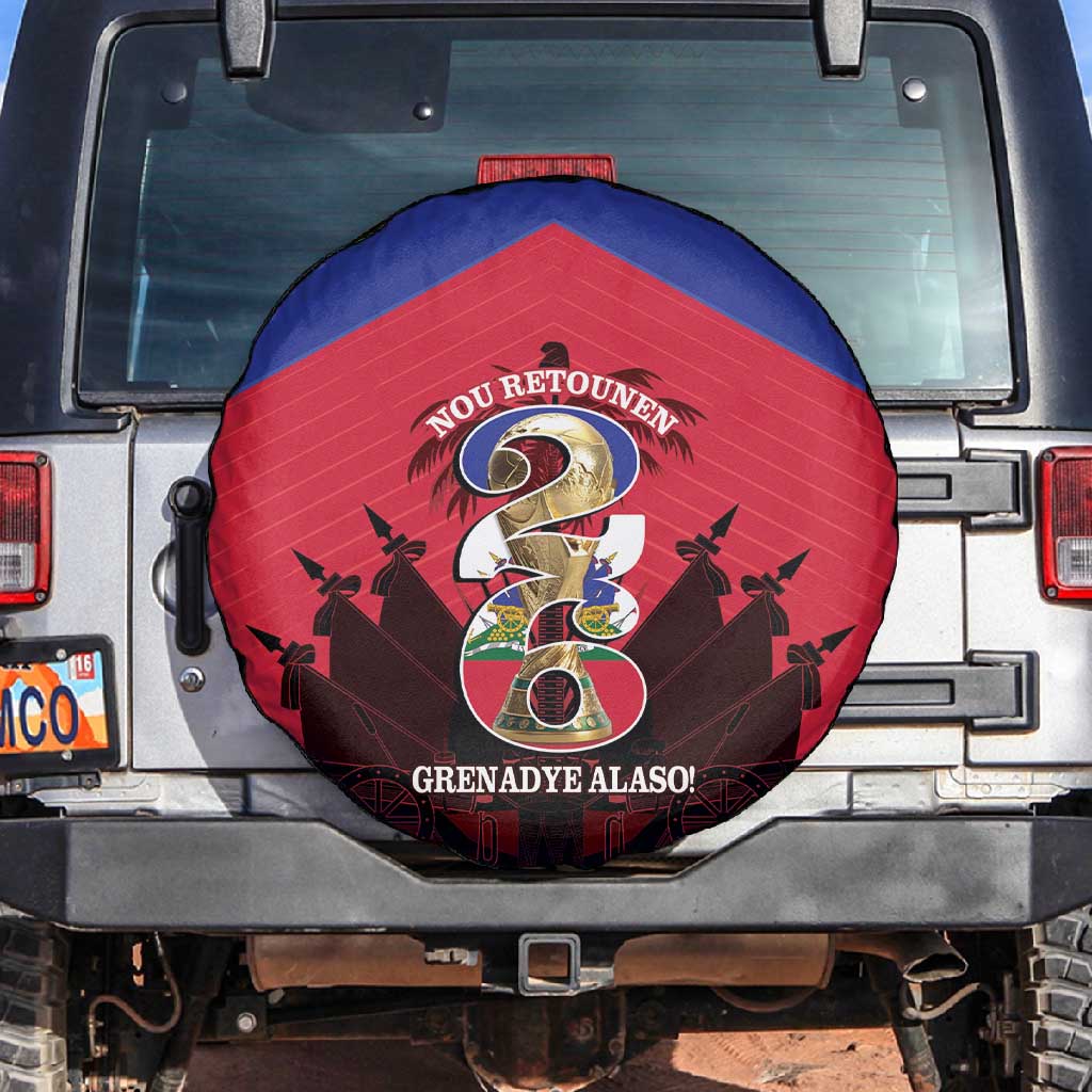 Les Grenadiers Haiti Football Spare Tire Cover 2026 Nou Retounen Red Version - African Pride