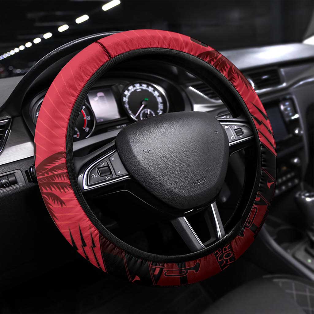 Les Grenadiers Haiti Football Steering Wheel Cover 2026 Nou Retounen Red Version - African Pride