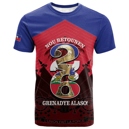 Personalized Les Grenadiers Haiti Football T shirt 2026 Nou Retounen Red Version LT14