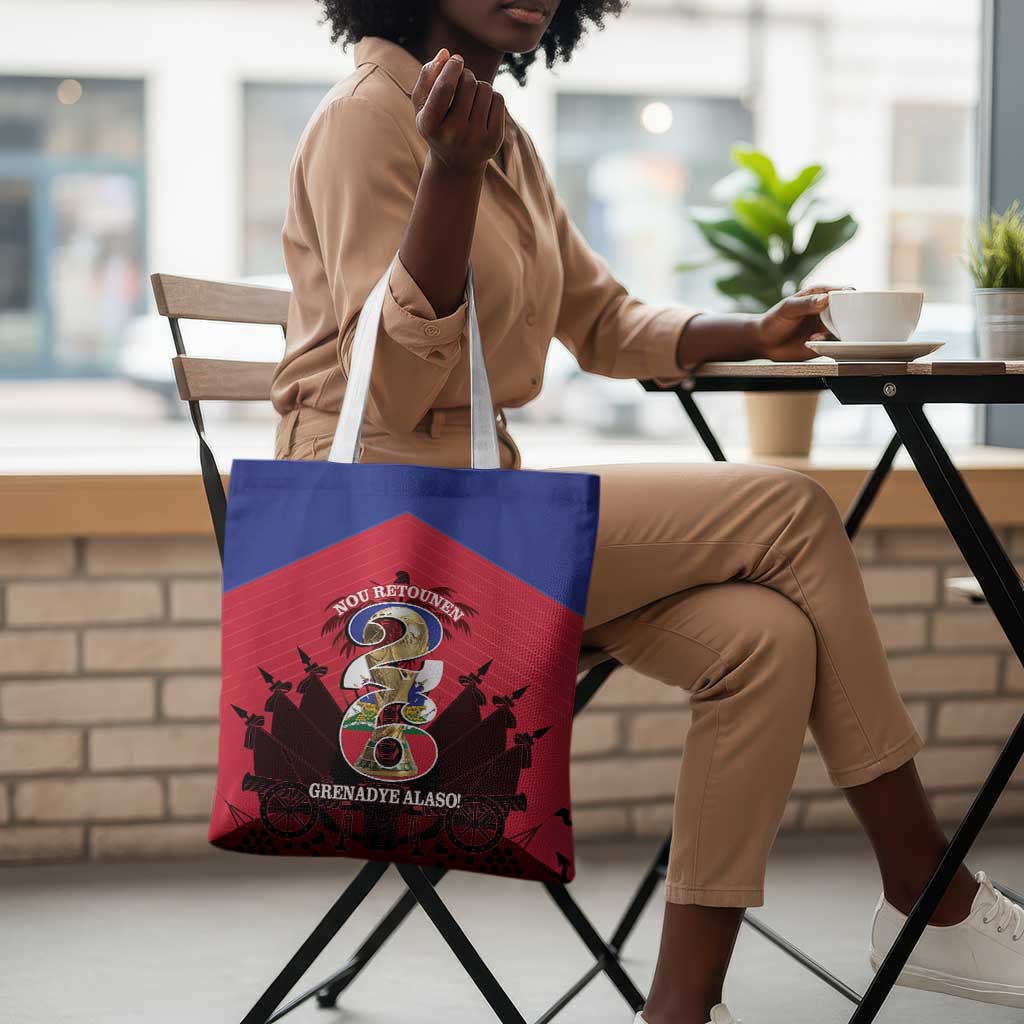 Les Grenadiers Haiti Football Tote Bag 2026 Nou Retounen Red Version
