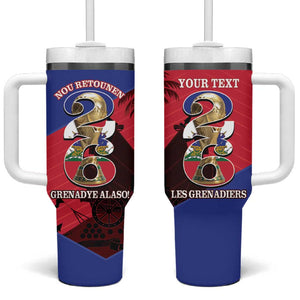 Personalized Les Grenadiers Haiti Football Tumbler With Handle 2026 Nou Retounen Red Version - African Pride